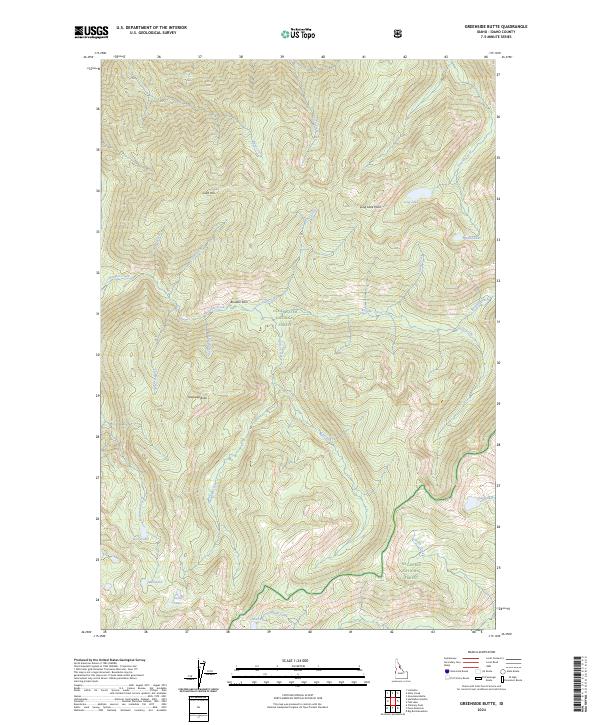 US Topo 7.5-minute map for Greenside Butte ID