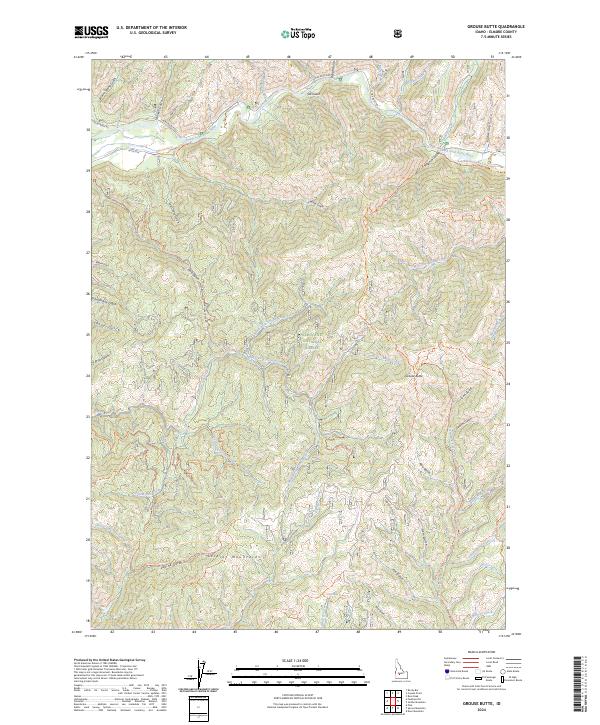 US Topo 7.5-minute map for Grouse Butte ID