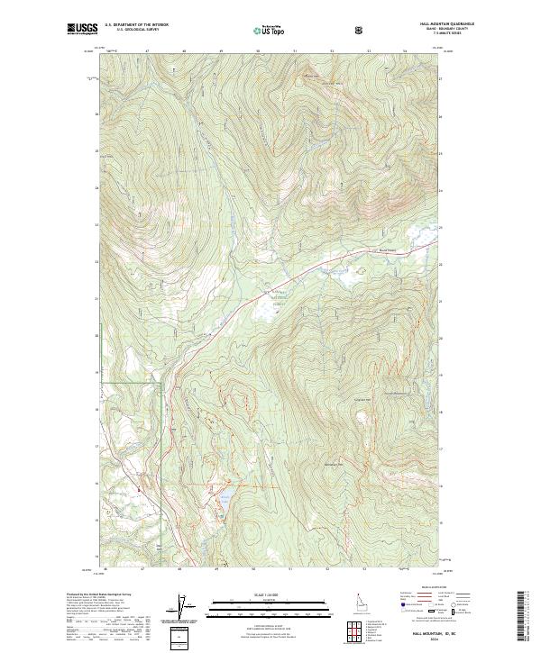 US Topo 7.5-minute map for Hall Mountain IDBC