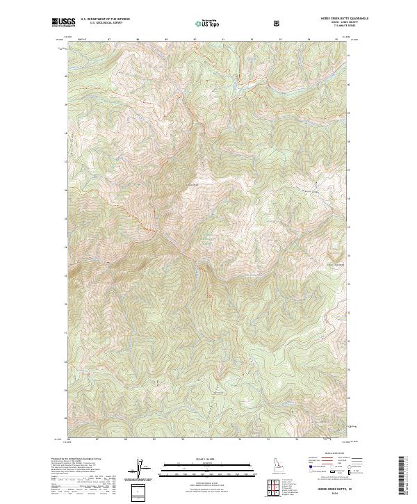 US Topo 7.5-minute map for Horse Creek Butte ID