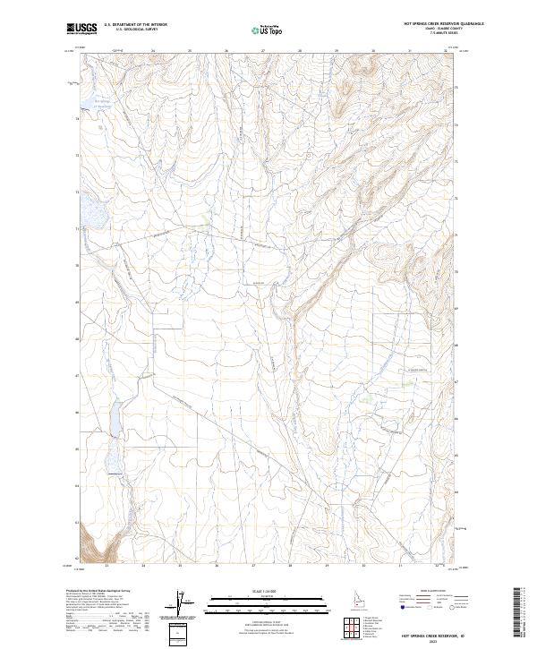 US Topo 7.5-minute map for Hot Springs Creek Reservoir ID