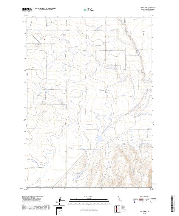 US Topo 7.5-minute map for Hub Butte ID