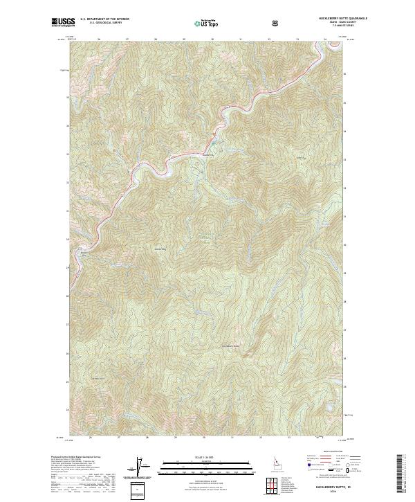 US Topo 7.5-minute map for Huckleberry Butte ID