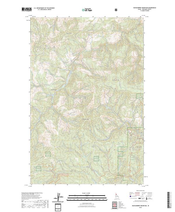 US Topo 7.5-minute map for Huckleberry Mountain ID