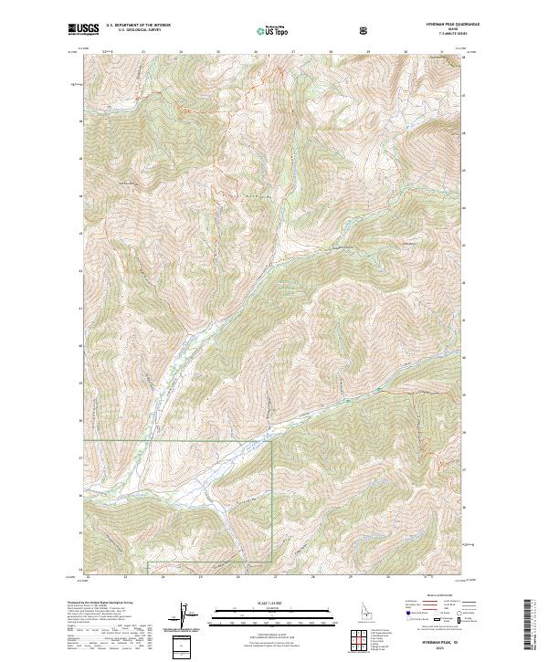 US Topo 7.5-minute map for Hyndman Peak ID