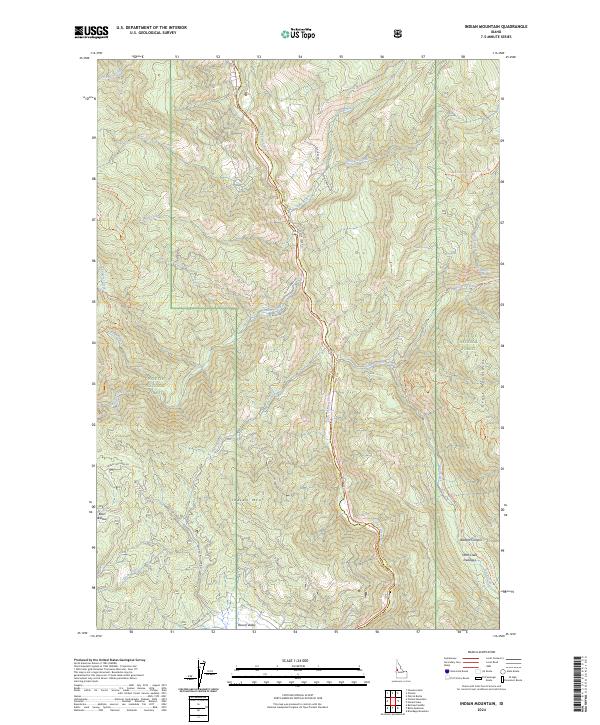 US Topo 7.5-minute map for Indian Mountain ID