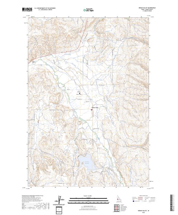 US Topo 7.5-minute map for Indian Valley ID