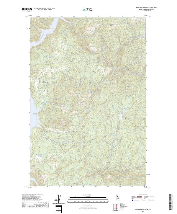 US Topo 7.5-minute map for John Lewis Mountain ID