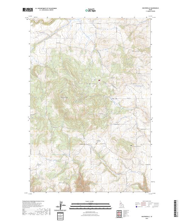 US Topo 7.5-minute map for Keuterville ID