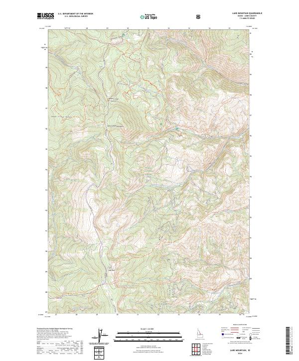 US Topo 7.5-minute map for Lake Mountain ID