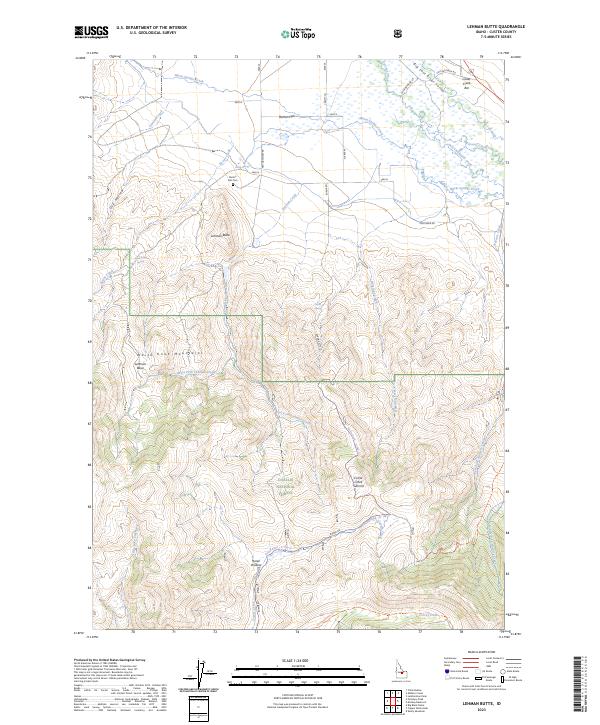 US Topo 7.5-minute map for Lehman Butte ID