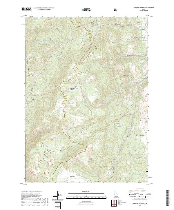 US Topo 7.5-minute map for Midnight Mountain ID