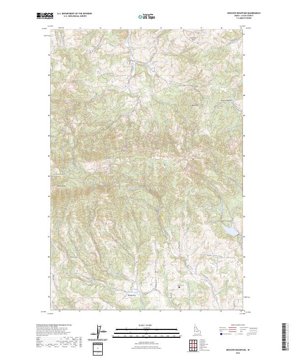 US Topo 7.5-minute map for Moscow Mountain ID