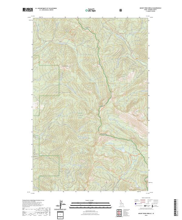 US Topo 7.5-minute map for Mount Pend Oreille ID