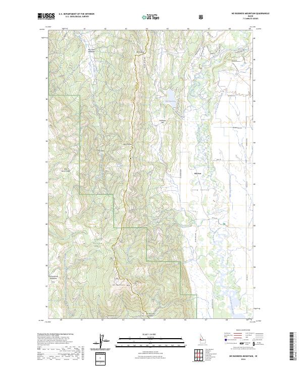 US Topo 7.5-minute map for No Business Mountain ID