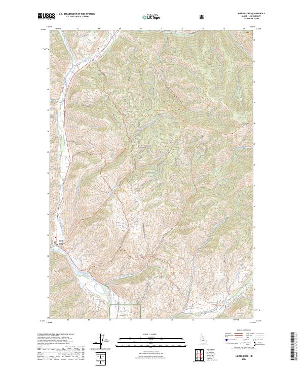 US Topo 7.5-minute map for North Fork ID – American Map Store