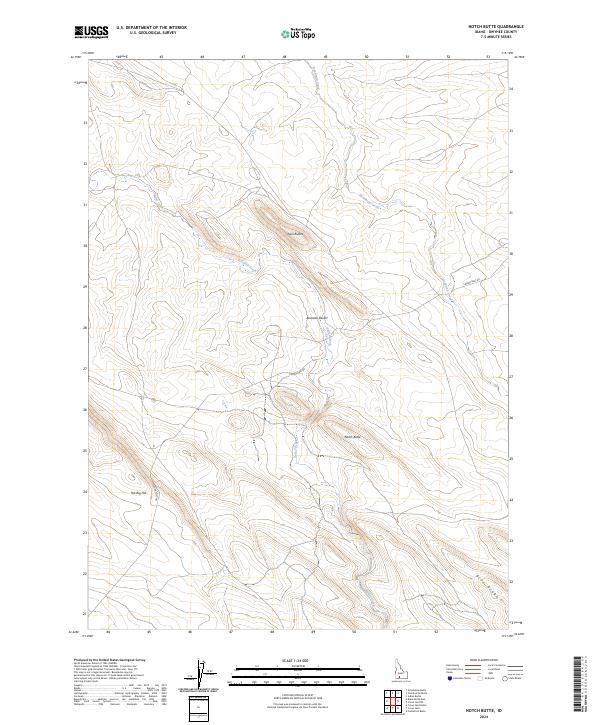 US Topo 7.5-minute map for Notch Butte ID