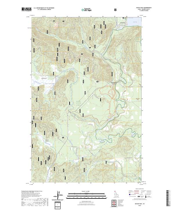 US Topo 7.5-minute map for Outlet Bay ID