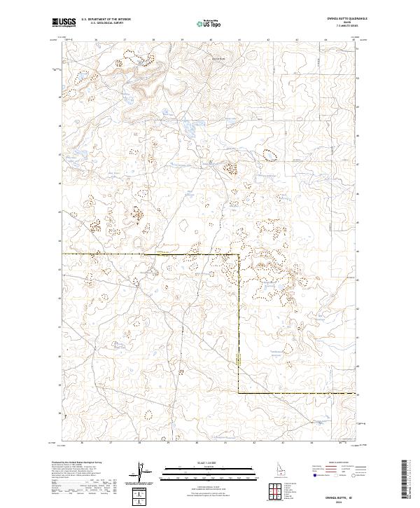 US Topo 7.5-minute map for Owinza Butte ID