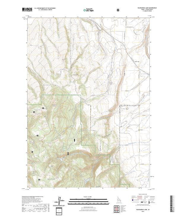 US Topo 7.5-minute map for Packsaddle Lake ID