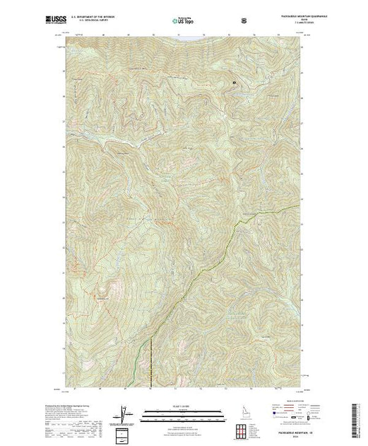 US Topo 7.5-minute map for Packsaddle Mountain ID – American Map Store