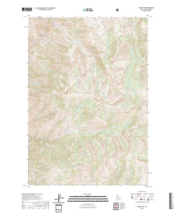 US Topo 7.5-minute map for Parks Peak ID