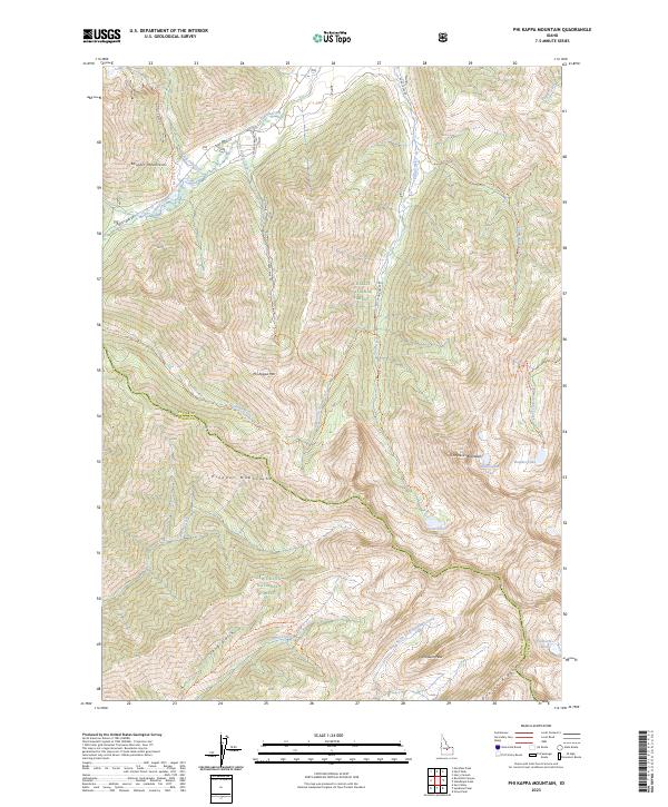 US Topo 7.5-minute map for Phi Kappa Mountain ID