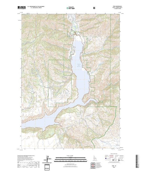 US Topo 7.5-minute map for Pine ID – American Map Store