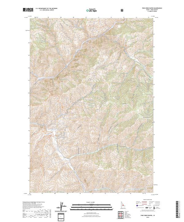 US Topo 7.5-minute map for Pine Creek Rapids ID