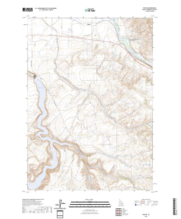 US Topo 7.5-minute map for Poplar ID – American Map Store