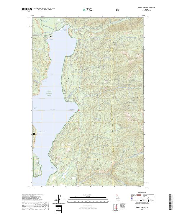 US Topo 7.5-minute map for Priest Lake NE ID