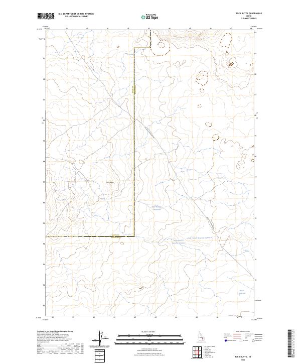 US Topo 7.5-minute map for Rock Butte ID