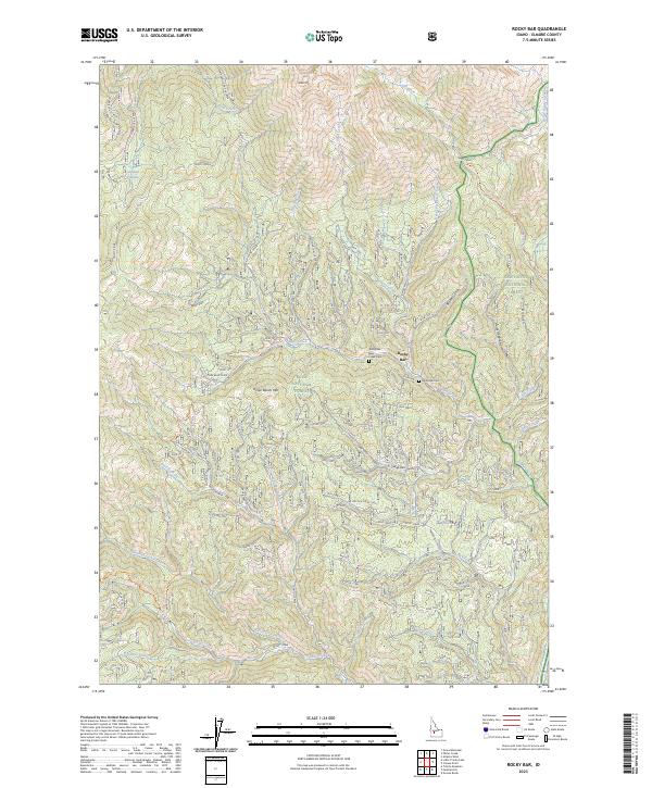 US Topo 7.5-minute map for Rocky Bar ID