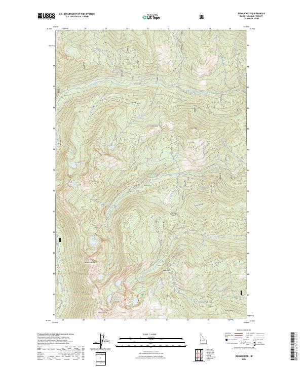 US Topo 7.5-minute map for Roman Nose ID