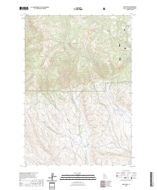 US Topo 7.5-minute map for Rush Peak ID