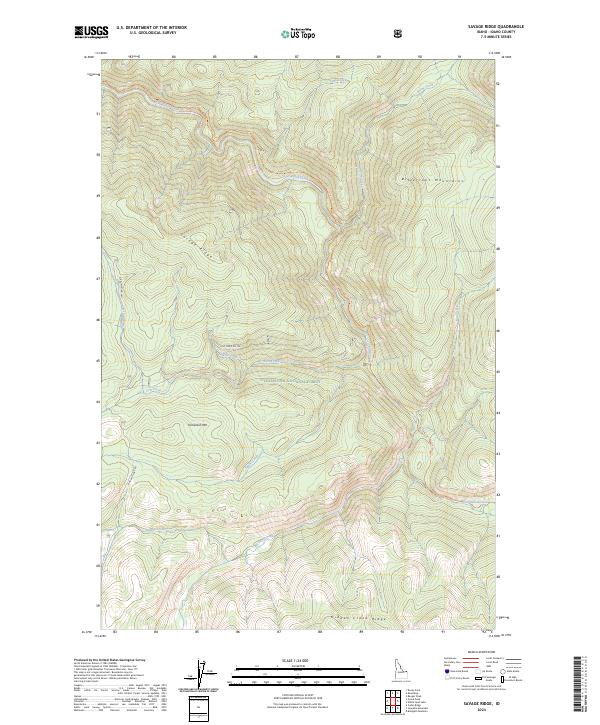 US Topo 7.5-minute map for Savage Ridge ID