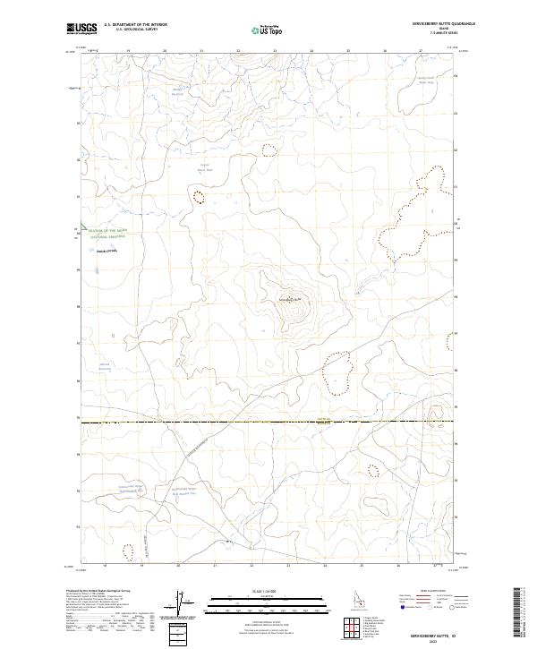 US Topo 7.5-minute map for Serviceberry Butte ID