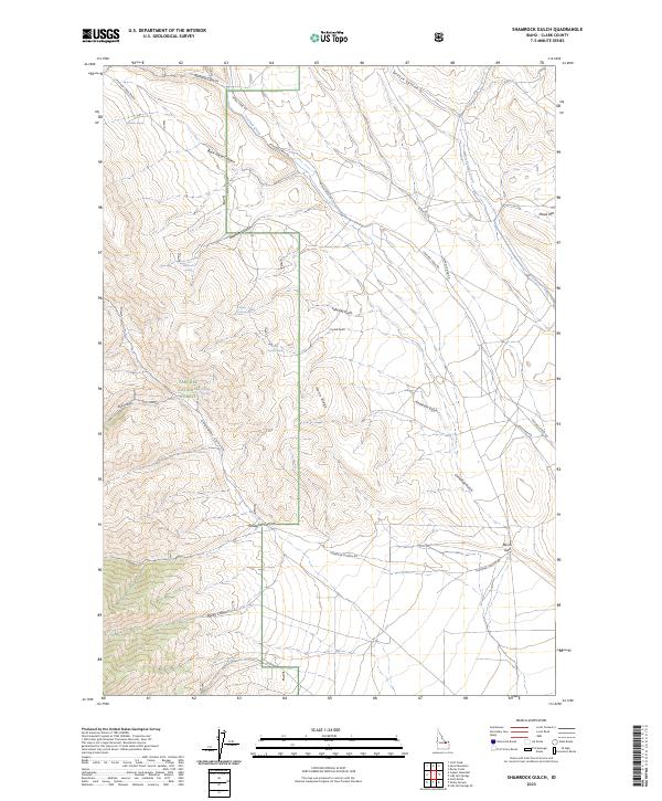 US Topo 7.5-minute map for Shamrock Gulch ID