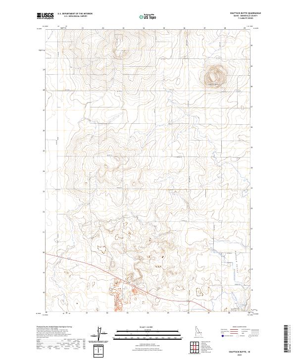 US Topo 7.5-minute map for Shattuck Butte ID