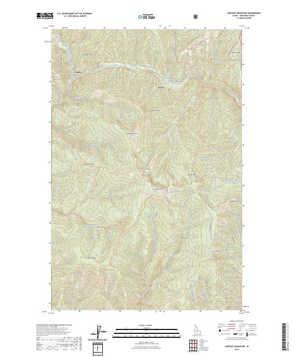 US Topo 7.5-minute map for Shefoot Mountain ID