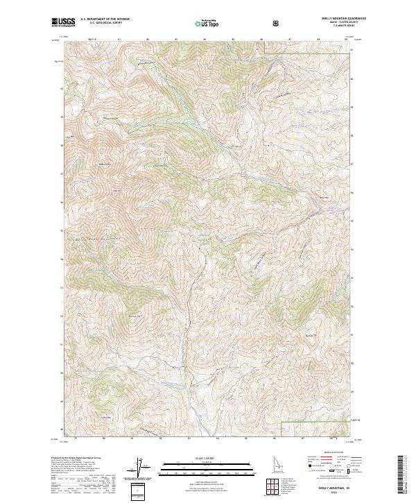 US Topo 7.5-minute map for Shelly Mountain ID