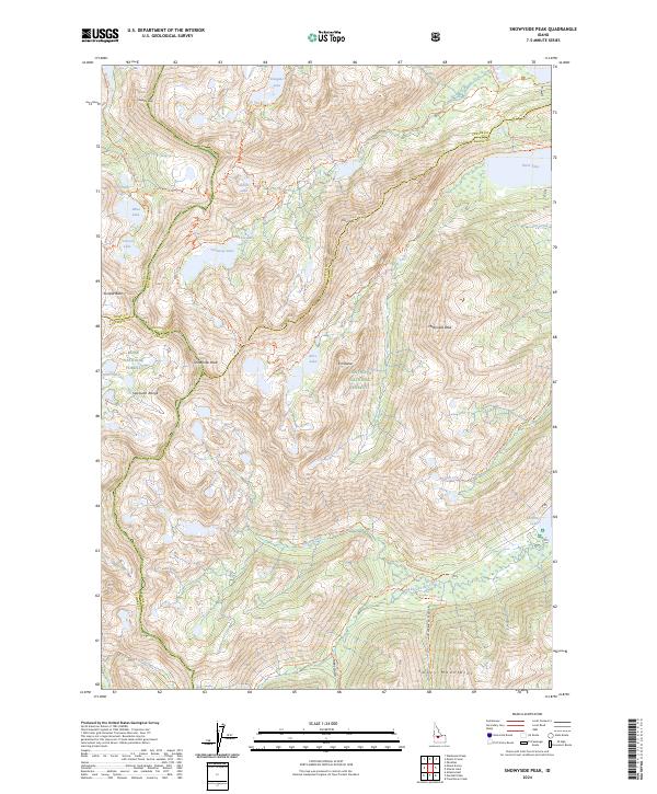 US Topo 7.5-minute map for Snowyside Peak ID