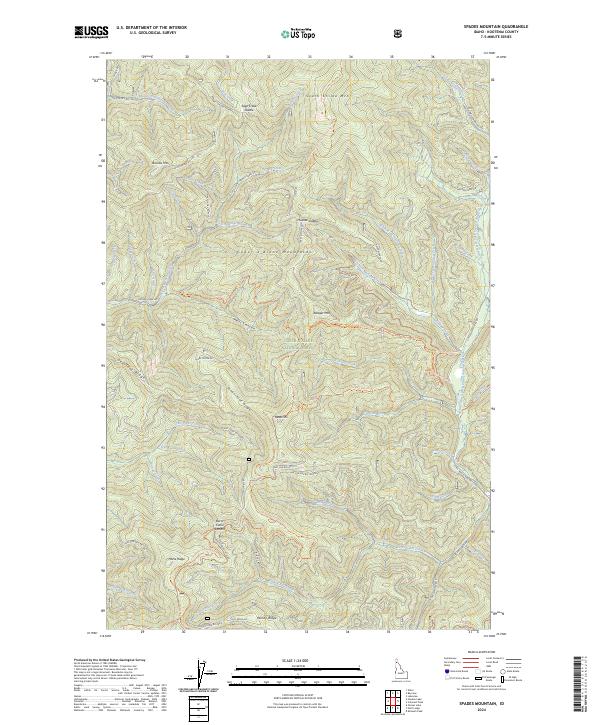 US Topo 7.5-minute map for Spades Mountain ID