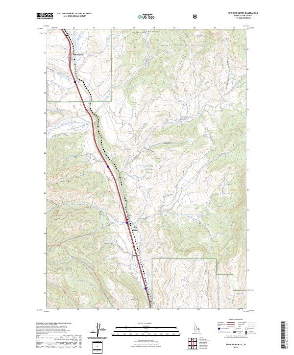 US Topo 7.5-minute map for Spencer North ID