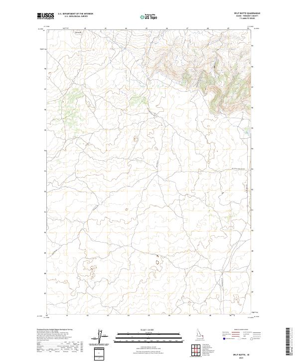 US Topo 7.5-minute map for Split Butte ID