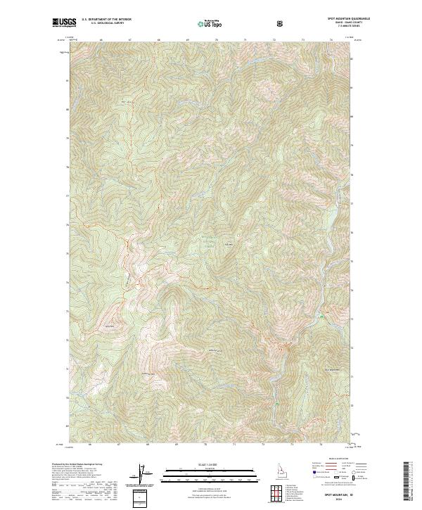 US Topo 7.5-minute map for Spot Mountain ID