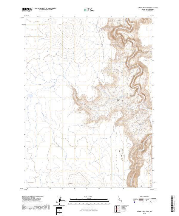 US Topo 7.5-minute map for Spring Creek Basin ID