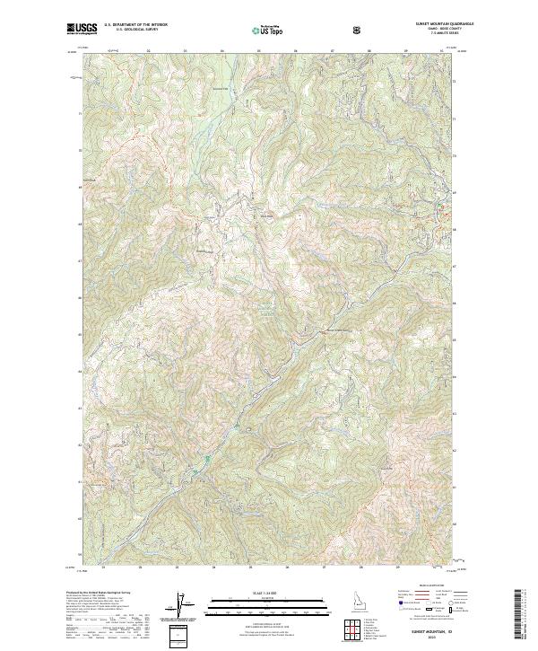 US Topo 7.5-minute map for Sunset Mountain ID