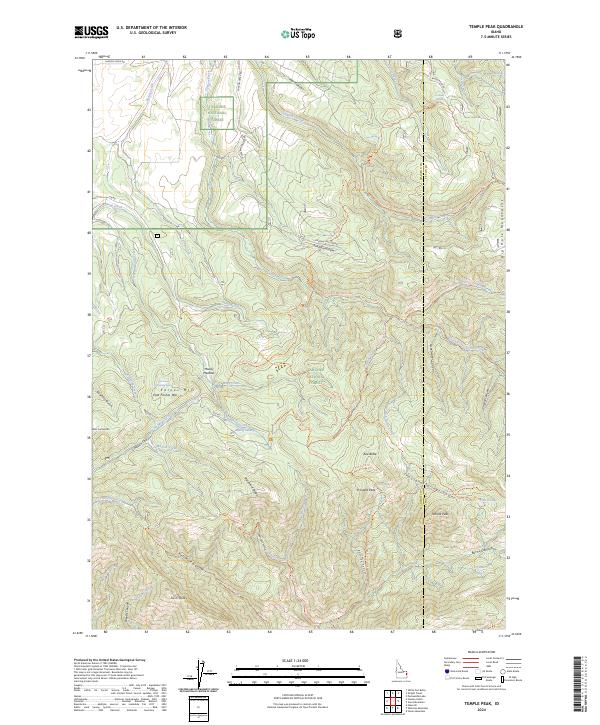 US Topo 7.5-minute map for Temple Peak ID