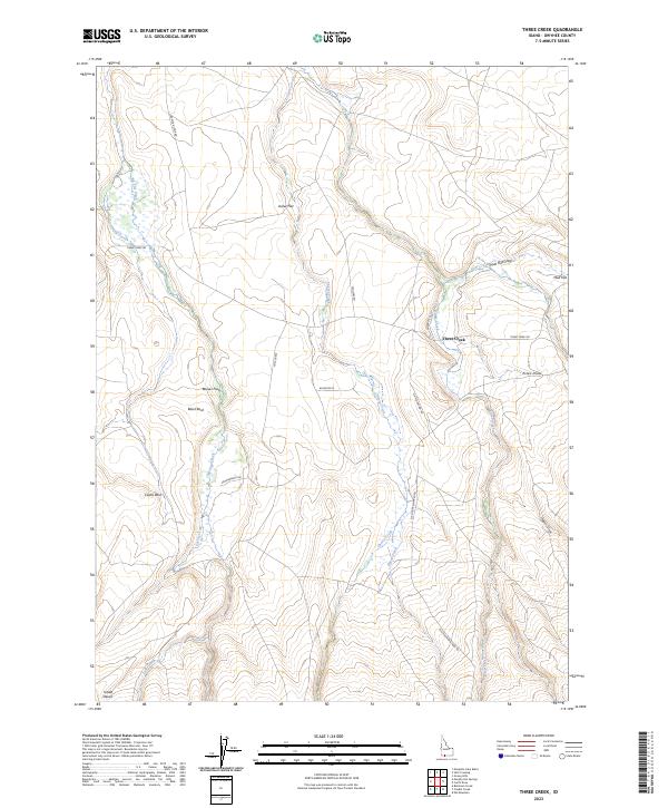 US Topo 7.5-minute map for Three Creek ID